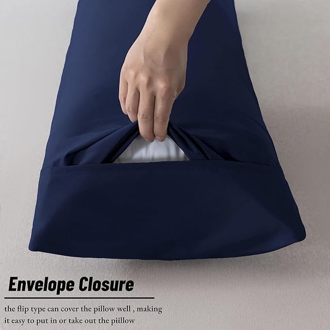 Ubauba Memory Foam Body Pillow with Cover, Full Large Body Pillows Insert for Adults with Envelope Closure Pillowcase, Firm & Fluffy Long Bed Pillows for Sleeping (20x54 inch, Navy)