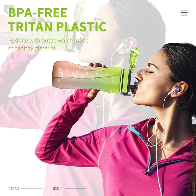 25oz Kids Sports Water Bottles for School with Spout Lid (Green Orange)