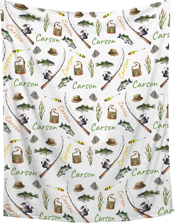 Custom Fishing Blankets and Throws,Fishing Gifts, Gifts for Fisherman,Custom Fish Blankets Fishing Gift for Man, Fish Hunter Gifts Throw Blanket, Fathers Day Fishing Gifts for Men,Teens Size-50"x60"
