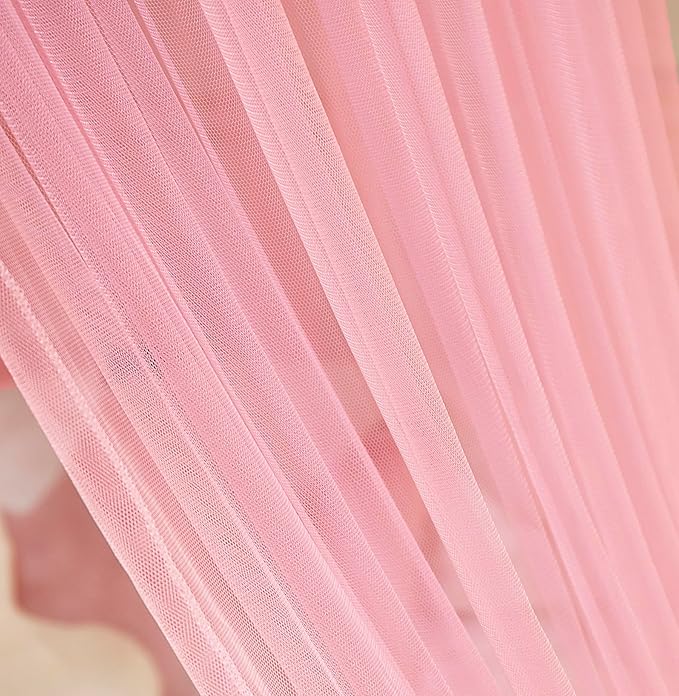 Mengersi Bed Canopy with Lights,Princess Bed Canopy Canopy Bed Curtains for Girls Room,Mosquito Netting Canopy Reading Corners Room Decor for Girls (Pink)