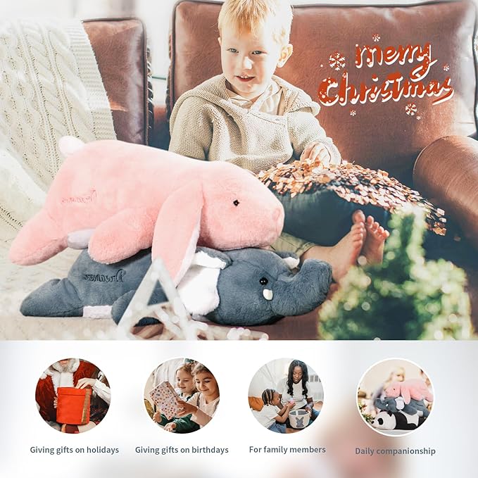 24 inch Cute Giant Weighted Bunny Plush Soft Body Pillow, Large Rabbit Weighted Stuffed Animals Toys plushies, Gift for Kids Girls and Boy, Birthday