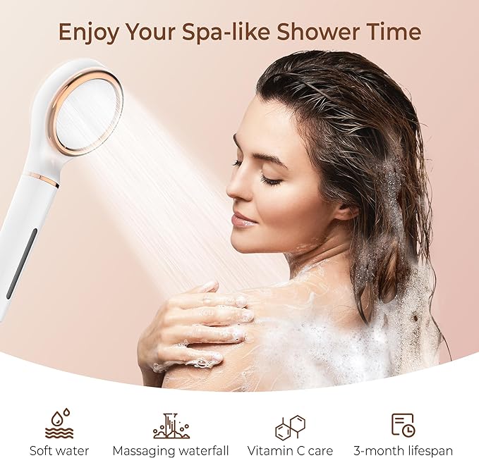 Waterdrop SF02-SL Filtered Shower Head with Handheld, High Pressure & Vitamin C for Healthier Hair & Skin, Softener Water, Reduce Chlorine, Reduce Hair Shedding, Soothe Dry Skin, Lemon Yellow