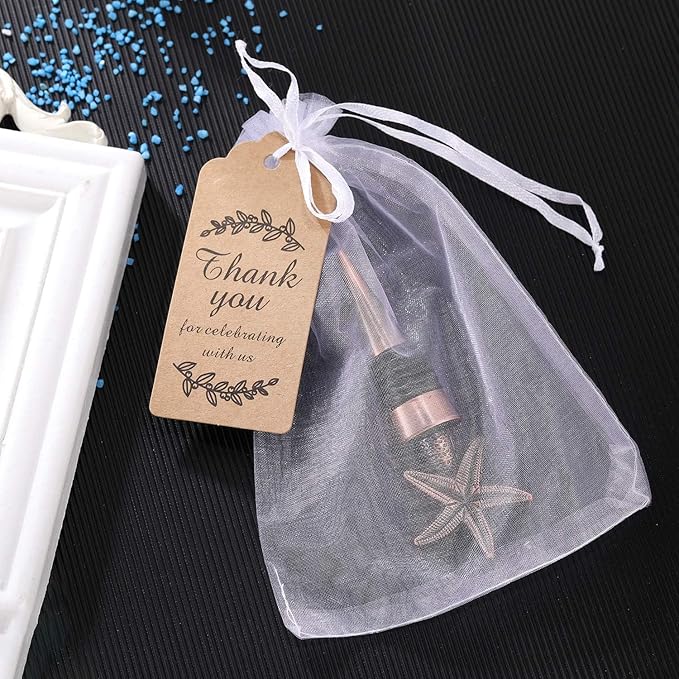 12PCS Valentine's Day Wedding Favors for Guests,Zinc Alloy Decorative Starfish Wine and Beverage Bottle Stoppers Caps Reusable Plug Keep Wine Fresh (12,Bronze Starfish)