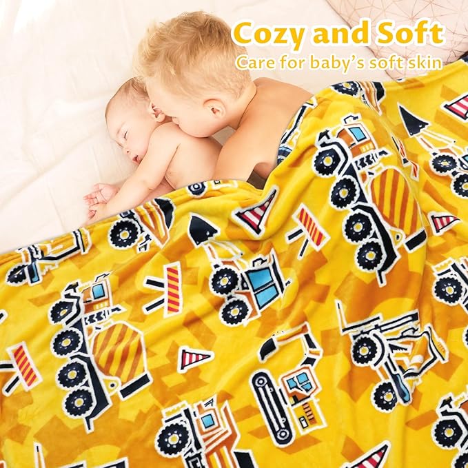 Construction Truck Toys Gifts for Boys Truck Blanket Glow in The Dark Construction Blanket Tractor Blanket for Toddler Boys Excavator for Kids 50x60 inch