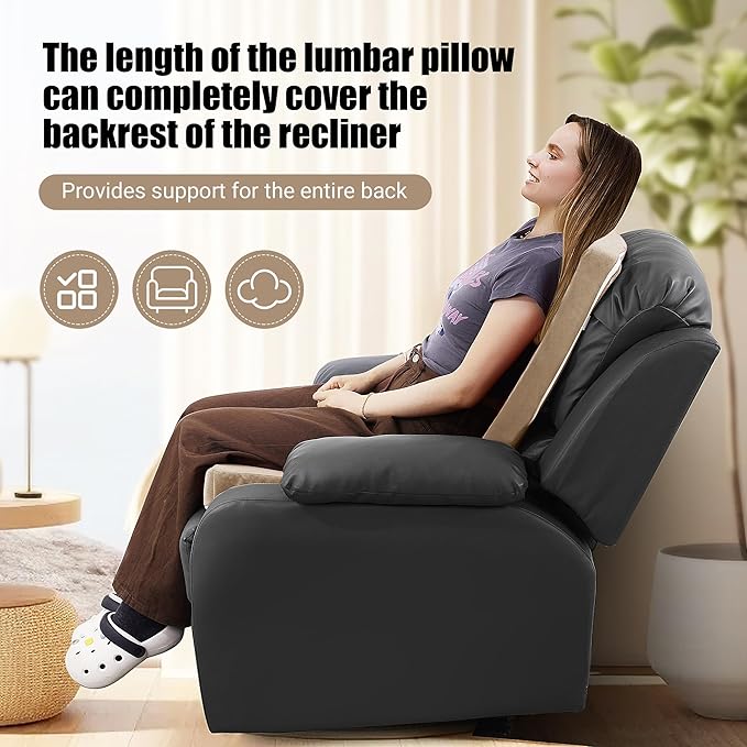 HOMBYS Memory Foam Lumbar Support Pillow for Recliner with Recliner Chair Seat Cushion-Thick Seat Cushion for Elderly with Long Back Support, Extra Large & Non-Slip