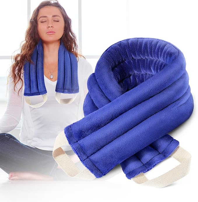 Neck Heating Pad Microwavable, Heating & Cool Compress Pad with Flaxseed Seed for Waist, Neck, Shoulder, Back Pain Stress Relief & Comfort, 30 Inches Heated Neck Wrap for Self Care Relaxation