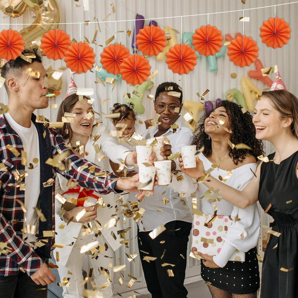 Orange Birthday Party Decorations,DIY Orange Paper Fans Hanging Decoration,8in Halloween Paper Fans,Halloween Decor,Fox Birthday Decorations Events Accessories 30 Color DIY Set (Orange)