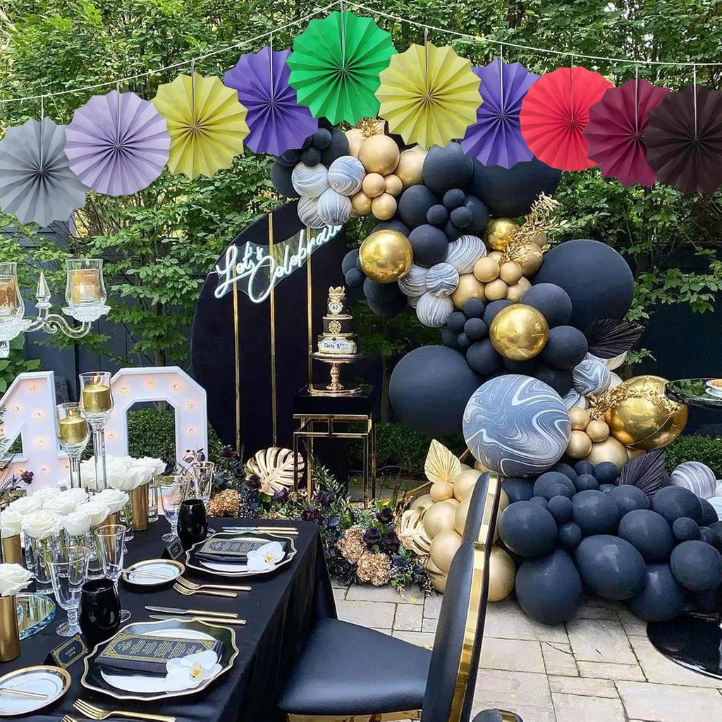 Gray Party Decorations,Wedding Decorations for Party Events Accessories,Anniversary Decorations,Birthday Decorations for Men,8in Hanging Paper Fans 30 Color DIY Set(Gray)