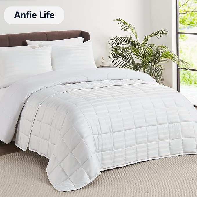 Weighted Blanket(40"x60" 7lbs) Weighted Blanket Cooling Blanket for Sleeping,Throw Size Breathable Blanket with Premium Glass Bead(White)