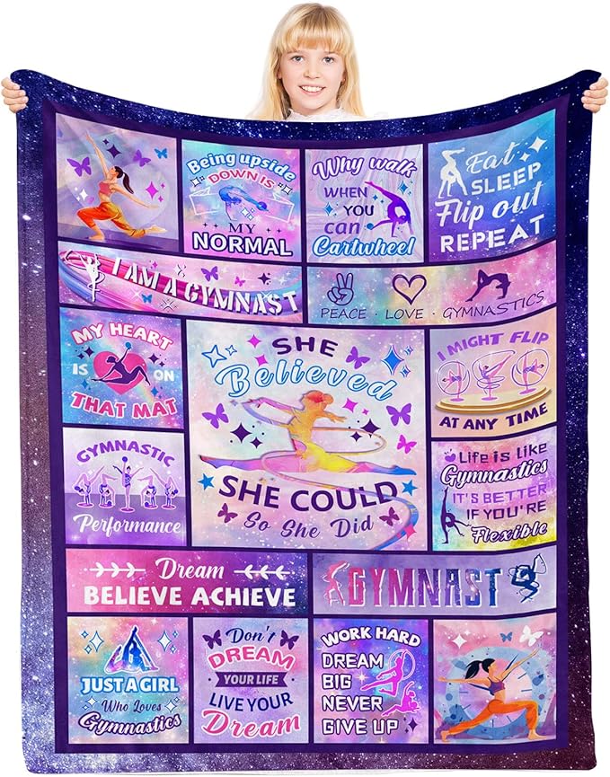 Gymnastics Gifts for Girls, Gymnastics Stuff, Gymnastics Blanket, Gymnastics Gifts, Gymnastics Stuff for Girls, Gymnastics Blankets, Gifts for Gymnasts Girls on Christmas Birthday 40x50 in