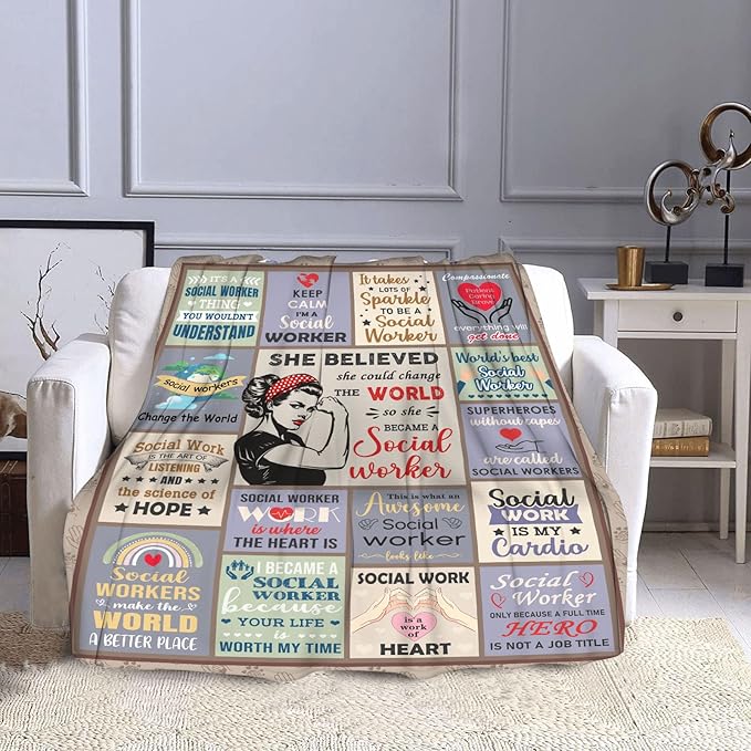 Social Worker Office Decor, Social Work Gifts, Social Worker Gifts for Women, Social Worker Gifts, School Social Workers Graduation Gift, Social Worker Blanket 60x80 in