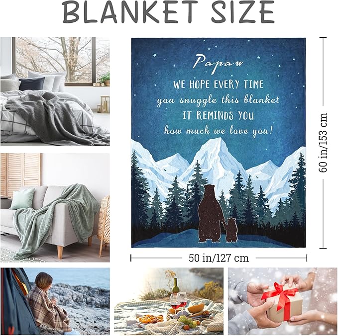 Papaw Gifts, Gifts for Papaw Blanket 60"x50",Papaw Gifts from Grandchildren, Papaw Birthday Gifts, Papaw Gifts from Grandson Granddaughter, Best Papaw Gifts for Father's Day Christmas