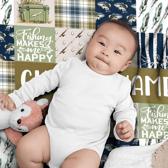 Custom Fishing Blankets and Throws,Fishing Gifts, Gifts for Fisherman,Custom Fish Blankets Fishing Gift for Man, Fish Hunter Gifts Throw Blanket, Fathers Day Fishing Gifts for Men,Kids Size-40"x50"