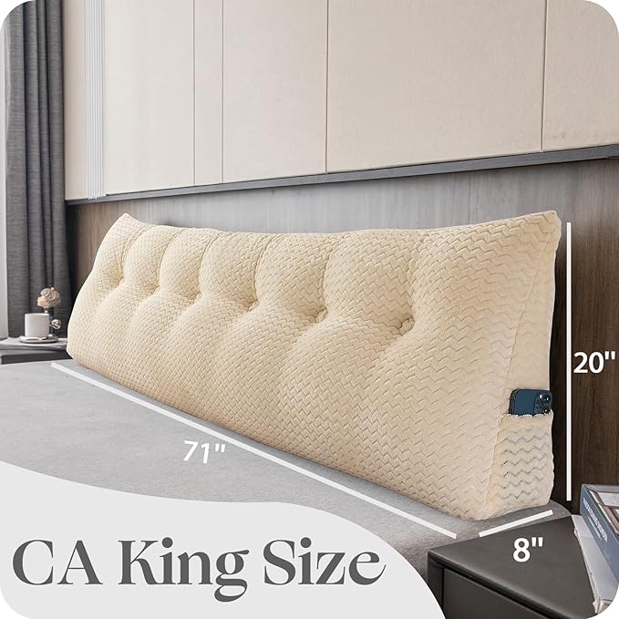 Large Bolster Triangular Headboard Wedge Backrest Positioning Support Bed Rest Reading Pillows Headboard Wedge Pillows for Day Bed Bunk Bed with Removable Cover