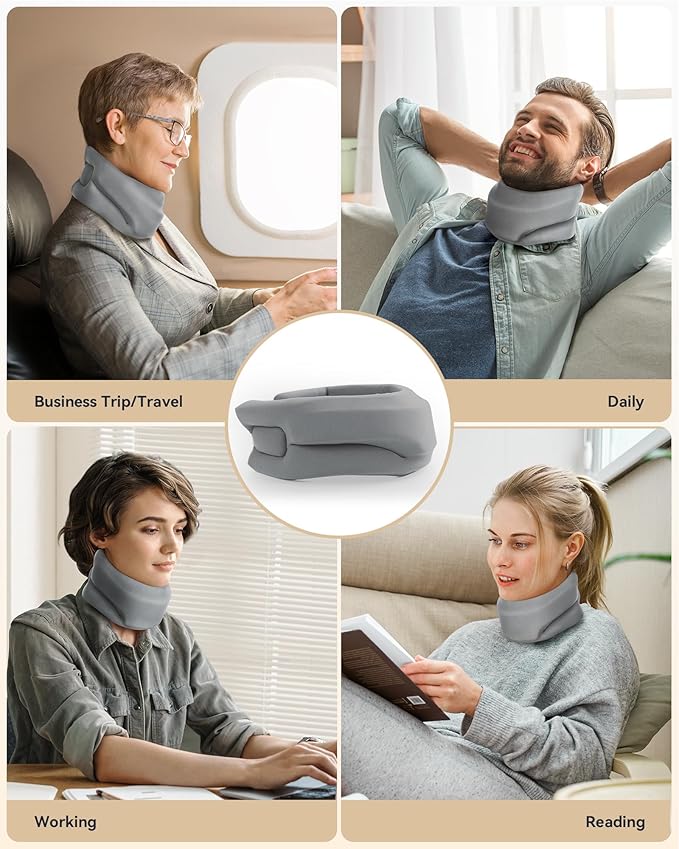 Neck Brace Cervical Collar - Neck Support Brace for Sleeping, Soft Foam Wraps Keep Vertebrae Stable and Aligned for Relief of Cervical Spine Pressure for Women & Men, (12.6-15.8 Inch) Grey