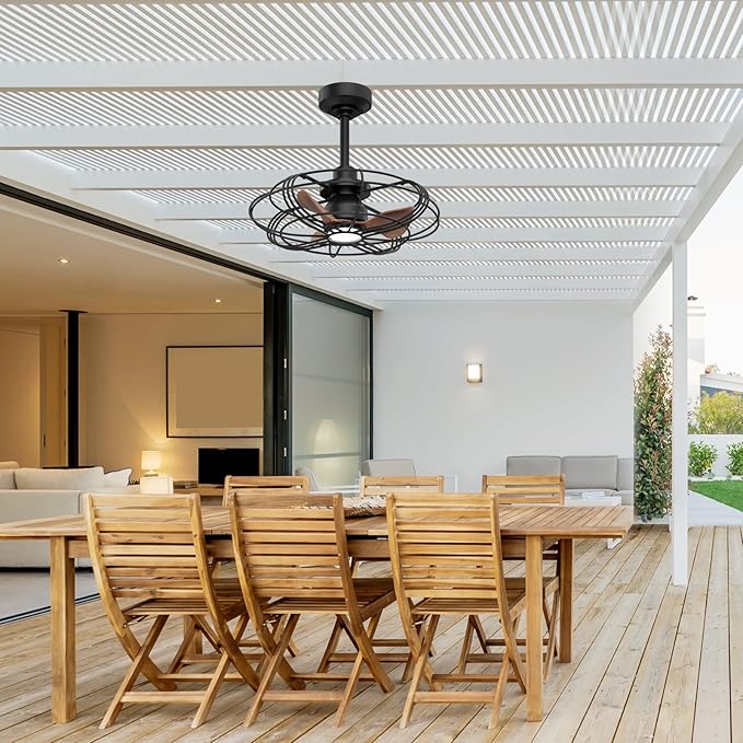 NACATIN Outdoor Ceiling Fan with Lights, Remote, App & Wall Switch Control, 20in RGB Ceiling Fans with Lights and Remote, 3 Color Temperatures: Perfect for Patios, Gazebos, & Bedrooms, Black