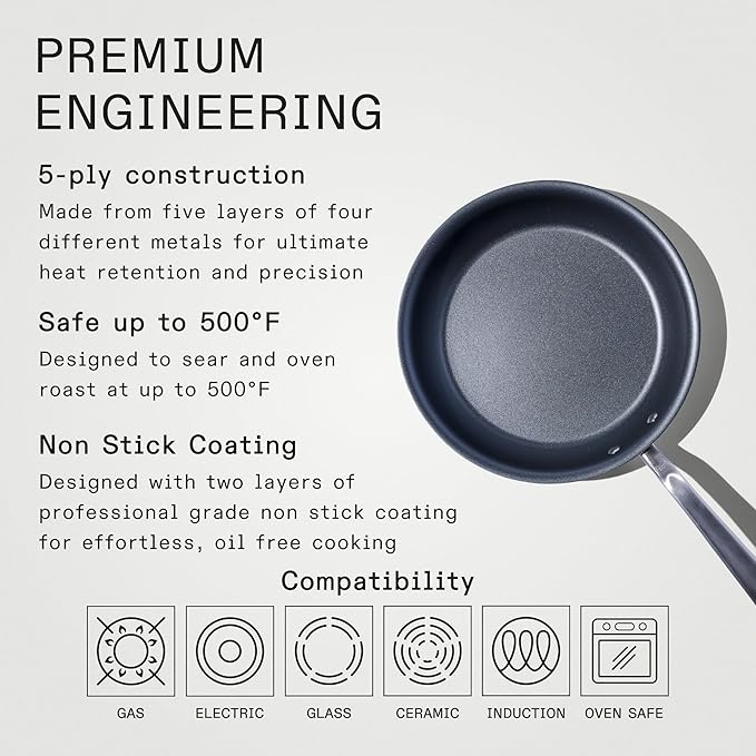 Made In Cookware - ProCoat 10" Non Stick Frying Pan (Graphite) - 5 Ply Stainless Clad Nonstick - Professional Cookware - Crafted in USA - Induction Compatible