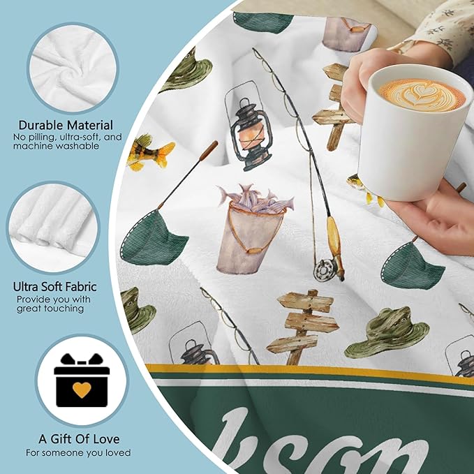 Custom Fishing Blankets and Throws,Fishing Gifts, Gifts for Fisherman,Custom Fish Blankets Fishing Gift for Man, Fish Hunter Gifts Throw Blanket, Fathers Day Fishing Gifts for Men,Baby Size-30"x40"