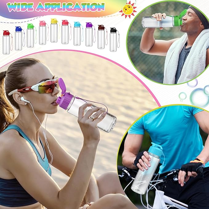 30 Pieces 17 oz Water Bottle Bulk Plastic Water Bottles Bulk with Handle Strap Lightweight Leakproof Drink Flip Top Bottles for Adults Fitness Gym (Multicolored)