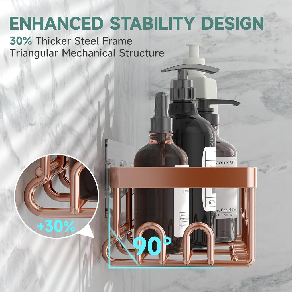 Veken Shower Caddy 6-Pack, No Drilling & Rustproof, Waterproof Adhesive Shelves Rack with Soap Holder, Large Capacity Bathroom Organizers and Storage, Wall-Mounted Kitchen & Home Decor