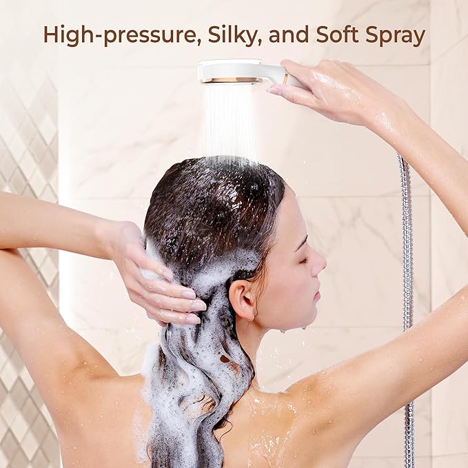 Waterdrop SF02-SL Filtered Shower Head with Handheld, High Pressure & Vitamin C for Healthier Hair & Skin, Softener Water, Reduce Chlorine, Reduce Hair Shedding, Soothe Dry Skin, Lemon Yellow