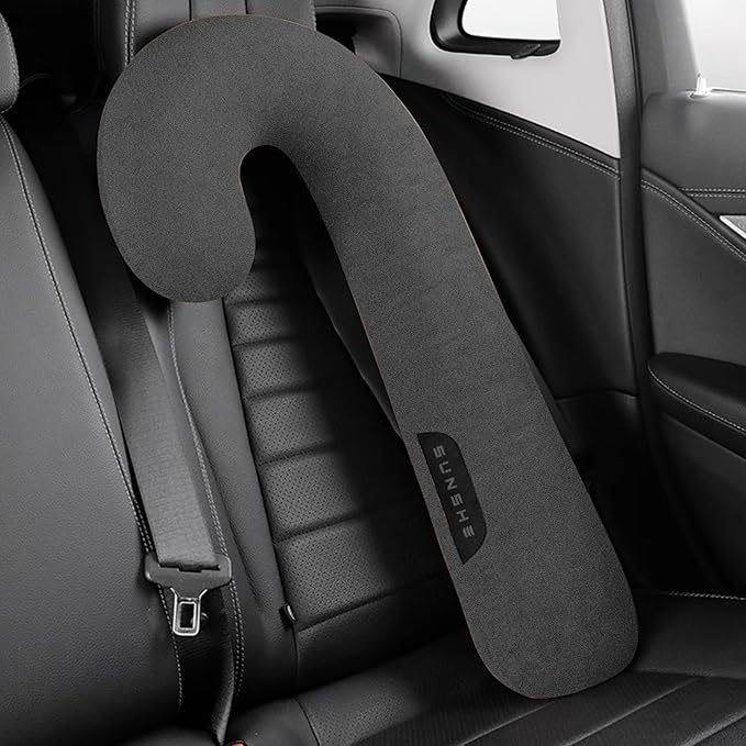 Travel Neck Body Pillow for Car Sleeping, Travel Gifts J Pillow Road Trip Essentials for Adults Kids, Neck&Spine Support Pillows Black