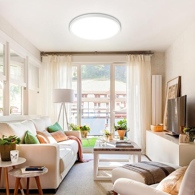 SunRider 4-Pack 16 Inch LED Flush Mount Ceiling Light, 3200LM, 5000K Daylight White, 32W Dimmable Modern Round Flat Ceiling Lights for Living Room