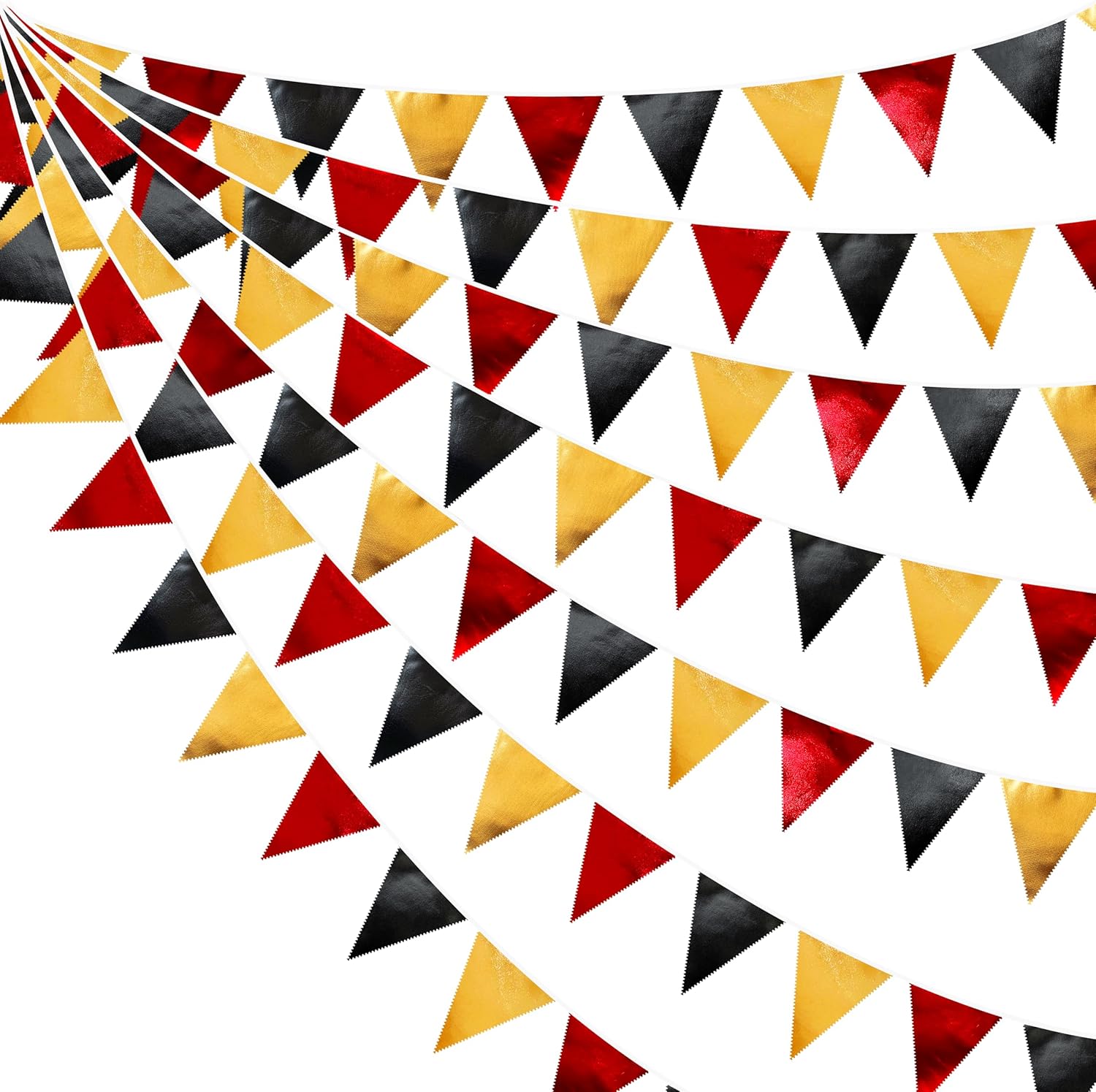 Red Black Gold Party Decorations Metallic Fabric Triangle Pennant Banner Flag Bunting Garland for Graduation Birthday Anniversary Pirate Poker Casino Las Vegas Christmas Holiday Party Supplies