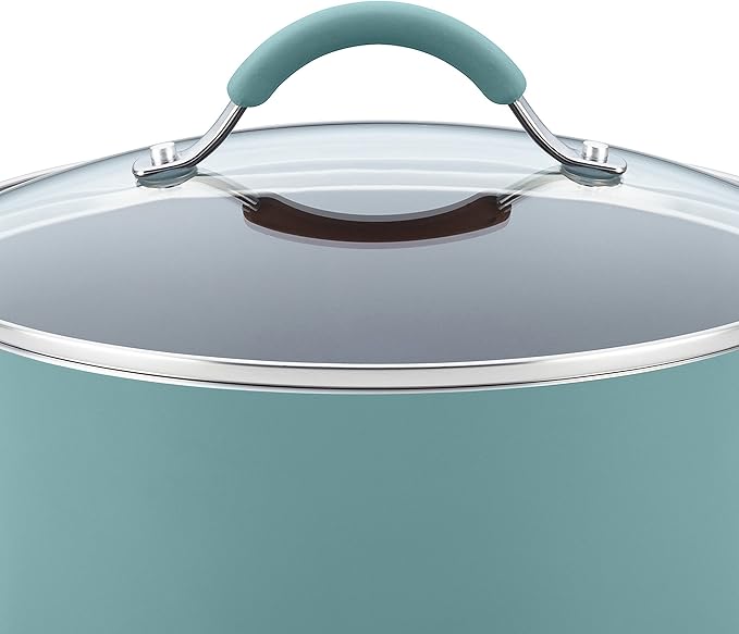Rachael Ray Cucina Nonstick Cookware Pots and Pans Set, 12 Piece, Agave Blue