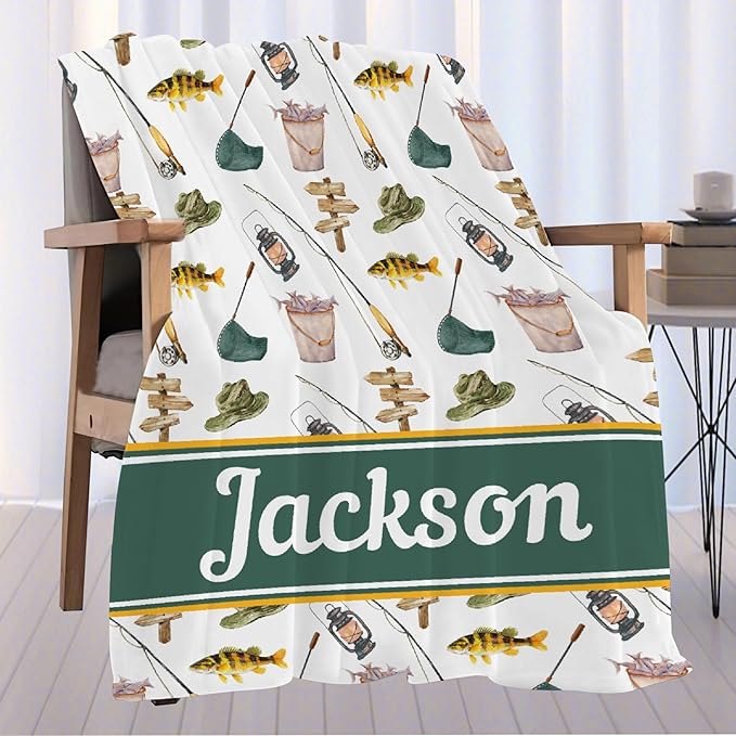 Custom Fishing Blankets and Throws,Fishing Gifts, Gifts for Fisherman,Custom Fish Blankets Fishing Gift for Man, Fish Hunter Gifts Throw Blanket, Fathers Day Fishing Gifts for Men,Kids Size-40"x50"
