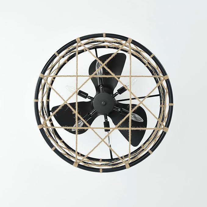 Sylvette 25-inch Brown 6 Lights 3 Blades Lighted Ceiling Fan with Remote