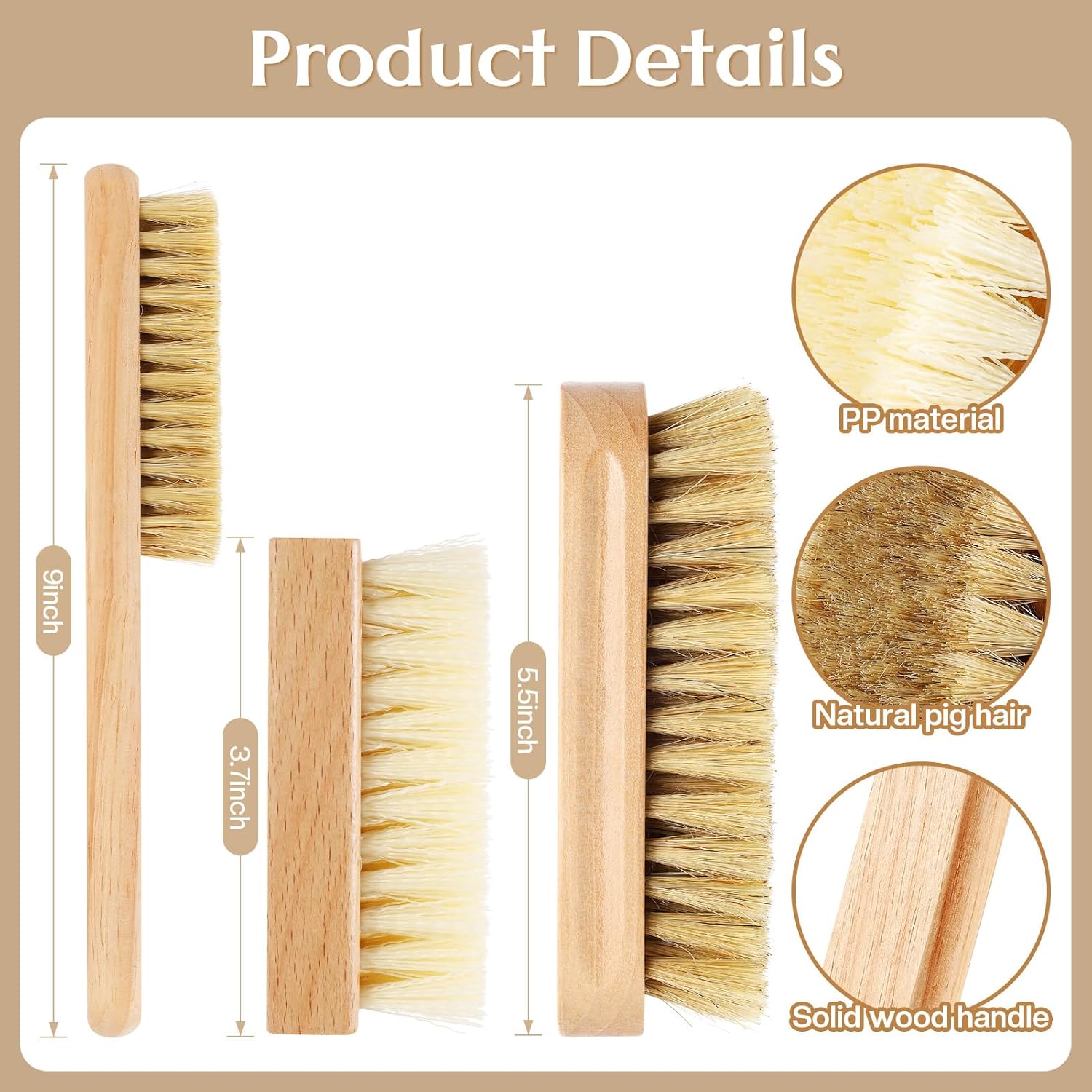 3 Pcs Wood Laundry Stain Brush Stain Remover Brushes with Boar Bristle Small Stain Brush for Clothes for Scrubbing Stains from Furniture Fabric Leather(3 Pcs F)
