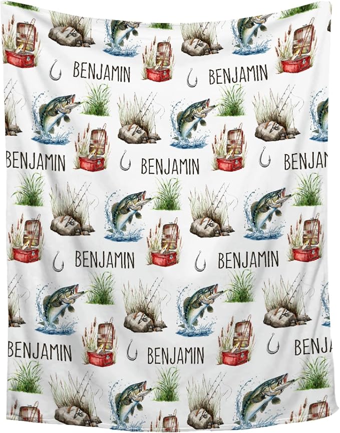 Custom Fishing Blankets and Throws,Fishing Gifts, Gifts for Fisherman,Custom Fish Blankets Fishing Gift for Man, Fish Hunter Gifts Throw Blanket, Fathers Day Fishing Gifts for Men,Kids Size-40"x50"