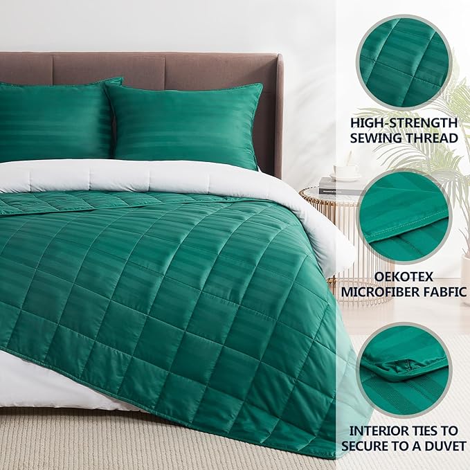Weighted Blanket for Adult,25lbs Heavy Weighted Blanket 88"x104" Breathable Cooling Summer Blankets, Ultra Soft Cotton Comfort Throw Blanket with Glass Beads for All-Season (Green)