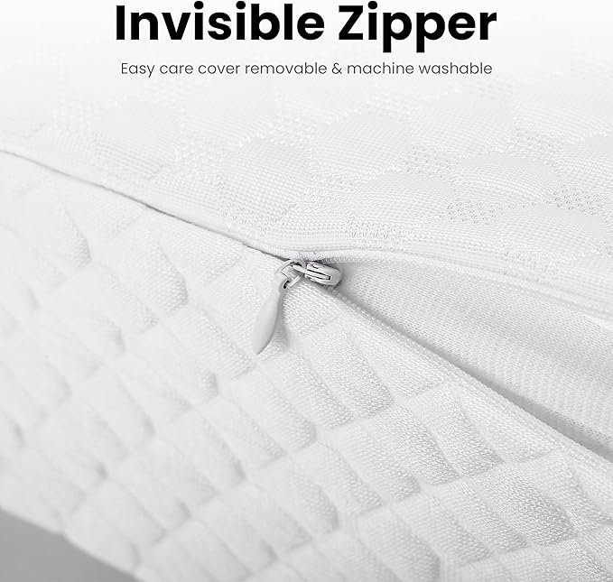 Cube Pillow for Side Sleepers, Pain Reduction Cube Memory Foam Pillow with Extra Pillow Cover | Pillow Cube Provide Head and Neck Support | 24 Inch Square Pillows, White