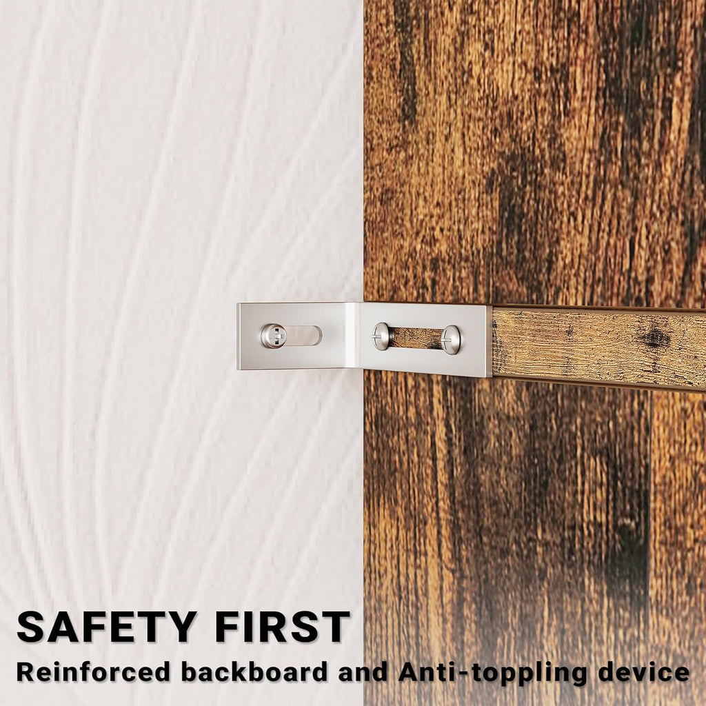 IRONCK Kitchen Pantry 72" Height, with 8 Hanging Shelves, 2 Drawers and Open Storage Cabinet, Freestanding Cupboard for Dining Room Living Room,Vintage Brown