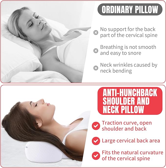 BALAPET Cervical Pillow,Neck and Shoulder Relax Pillows Contour Memory Foam Pillow,Ergonomic Neck Support Pillow Corrects Round Shoulders and Improves Cervical and Spinal Pain Suitable for Sleeping