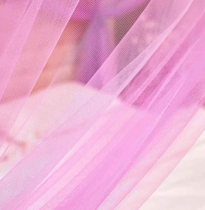 Mengersi Bed Canopy Mosquito Net for Bed,Canopy Bed Curtains Elegant Bed Drapes Screen Netting Canopy Curtains Bedroom Decor (Pink, California King)