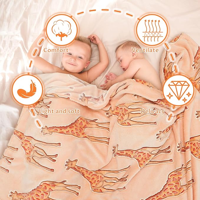 Giraffe Blanket Glow in The Dark Animal Blanket Toddler for Kids Girls Birthday Presents Toys