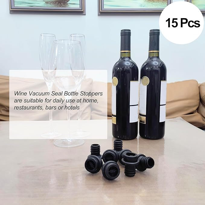 15PCS Wine Bottle Saver Vacuum Stoppers,Rubber Wine Bottle Stopper,wine saver vacuum stoppers,Reusable Bottle Caps Sealing Plug with Airtight Seal to Keep Wine Fresh for Wine,Beer Bottles