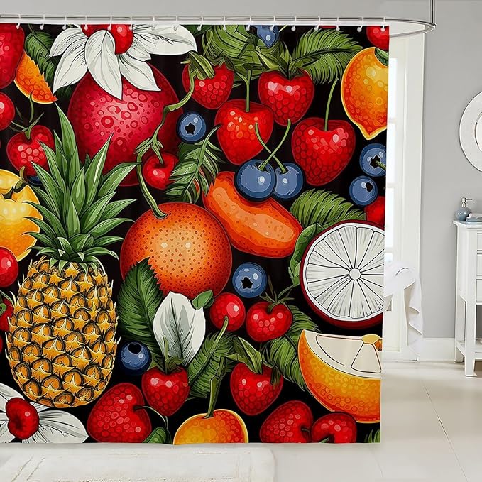 Feelyou Pineapple Shower Curtain Boys Girls Orange Fabric Shower Curtain for Kids Summer Fruit Bathroom Waterproof Accessories with 12 Hooks Bright Colorful Curtains,72x84 Inches