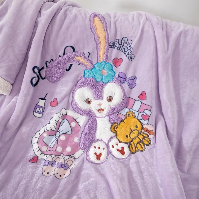 COSUSKET Kids Stella Lou Throw Blanket, 3D Cartoon Embroidery Sherpa Rabbit Blanket Girls Gifts