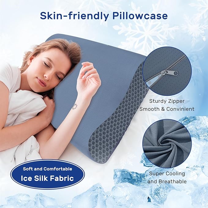 Neck Pillow Contour Memory Foam Pillows for Pain Relief Bed Pillow for Sleeping, Ergonomic Pillow for Neck and Shoulder Pain for Side Back Stomach Sleeper-Grey