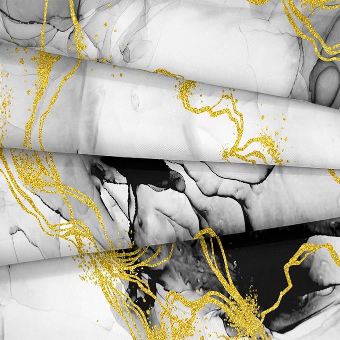 Bedbay Marble Comforter Set Queen Size Watercolor Bedding Black and Gold Bedding Duvet Set Abstract Marble Texture 4 Pieces Soft Microfiber Lightweight Down Alternative Comforter(Ink,Queen)