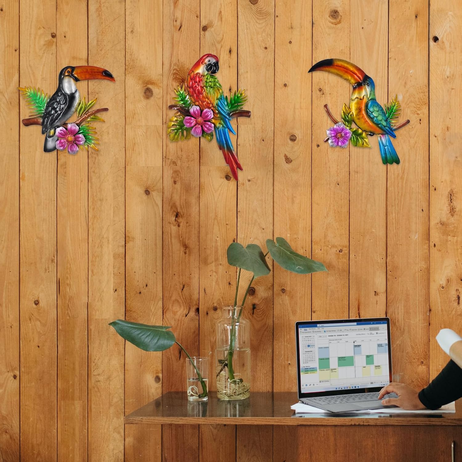 Metal Wall Art 3D Outdoor Wall Decor Toucans Garden Decorations Parrot Decor Fence Decorations Outdoor Wall Sculpture, Style 8