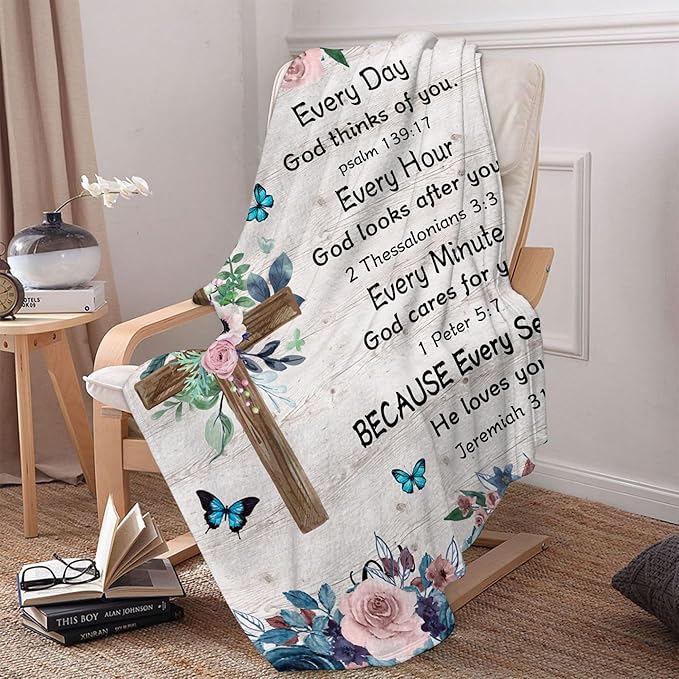 Christian Gifts for Women, Scripture Blanket, Spiritual Gifts for Women, Prayer Blanket, Bible Gifts for Women, Baptism Gifts, Catholic Gifts on Birthday Christmas 50X60 in