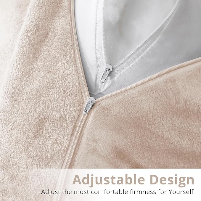 Sasttie Reading Pillow for Sitting in Bed Adult, Velvet Back Pillow for Bed Sitting Up, Backrest Back Support Chair Pillow, College Dorm Essentials for Girls and Boys, Beige