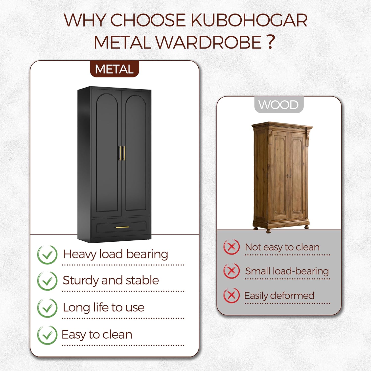 71" Metal Armoire Wardrobe Closet with 2 Doors and Drawer, Tall Wardrobe Cabinet with Hanging Rod and Adjustable Shelves, Black Clothing Storage Cabinets for Bedroom, Home Office