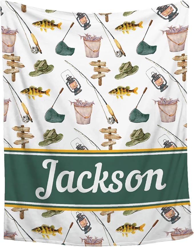 Custom Fishing Blankets and Throws,Fishing Gifts, Gifts for Fisherman,Custom Fish Blankets Fishing Gift for Man, Fish Hunter Gifts Throw Blanket, Fathers Day Fishing Gifts for Men,Queen Size-60"x80"