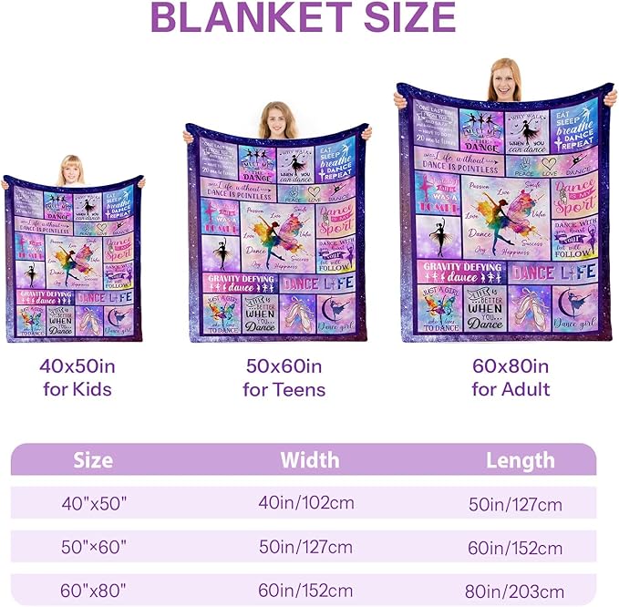 Dance Gifts, Dance Blanket, Dance Gifts for Girls, Dance Recital Gifts for Girls, Gifts for Dancers, Dancer Gifts for Girls on Christmas Birthday Thanksgivings 40x50 in